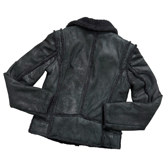 Mauritius Adina Black Lamb Leather Sherpa Biker Jacket Small 36 - Picture 2 of 5